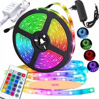 Комплект Светодиодная LED лента 3528 RGB Все цвета 12V цветная 5м пульт блок, разноцветная в силиконе SMD2835 многоцветная светодиодной ленты