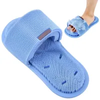 Силіконовий масажний ляпас Massage Slipper Tatboomu для масажу стоп ніг, тапочок 28.5х13.5 см з акупунктурним ефектом з силікону для душу Синій