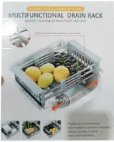 Універсальна розсувна решітка сушарка Multifunctional Drain Rack 1491 для сушіння фруктів і овочів на умивальник, підставка на раковину для посуду