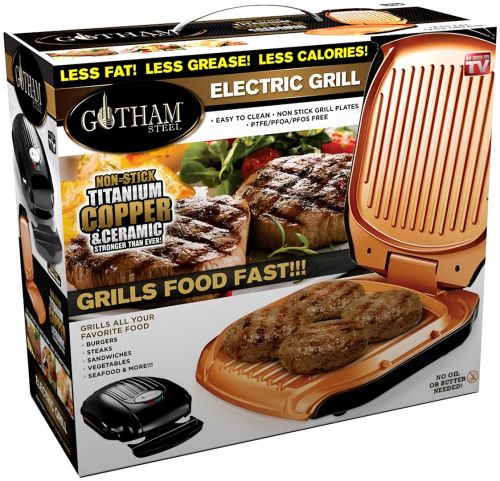 Електричний гриль Gotham Steel Electric Grill контактний притискної електрогриль для м'яса і овочів RAF R522 бутербродниця з антипригарним покриттям
