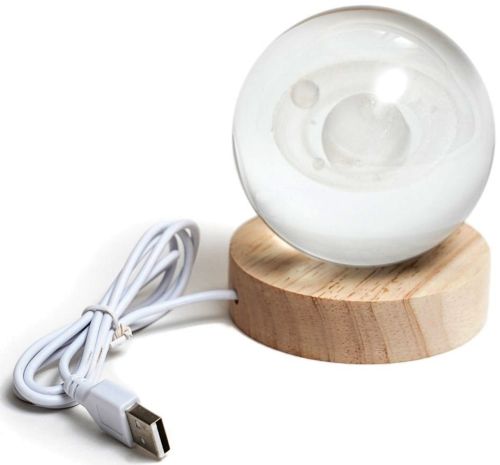 Кришталева куля-нічник Сатурн 3D Creative Visualization Lamp M-8062S світлодіодний LED нічник, Скляна куля світильник на акумуляторі від USB 