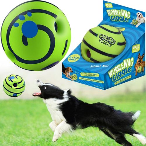 Хихикающий мяч для собак Wobble Wag Giggle Ball D-14, Интерактивная игрушка для игры с собакой игрушка-мяч звуковой из термопластичной резины