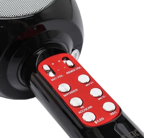 Бездротовий караоке мікрофон WSTER WS - 1816 Bluetooth USB AUX FM з вбудованою колонкою і 4 тембрами голосу на акумуляторі з динаміком Ws1816 Чорний