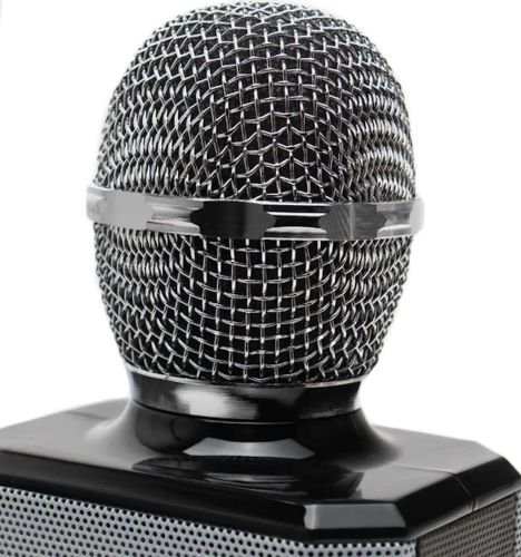 Беспроводной караоке микрофон WSTER WS-1828 Bluetooth USB AUX FM со встроенной колонкой и 4 тембрами голоса на аккумуляторе с динамиком WS1828 Черный