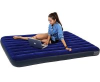 Надувний Одномісний матрац Avenli Flocked Air bed Single 191х99х22см до 150 кг з велюровим покриттям, надувне ліжко на 1 місце з насосом Синій