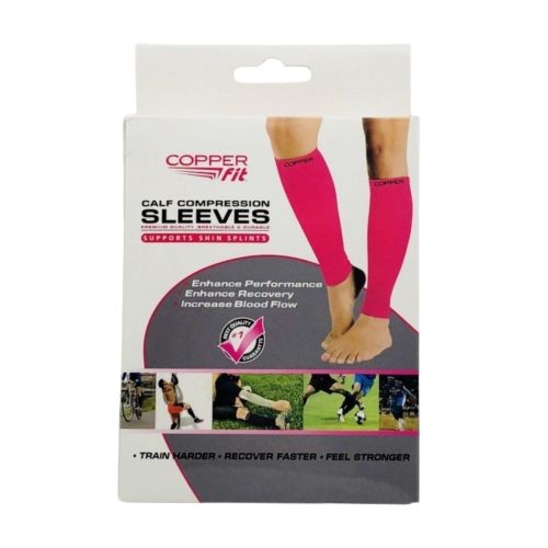 Підтримуючі компресійні гетри Copper Fit Calf Compression Sleeves, облягаючі гольфи з фіксацією литок, Бандаж для підтримки гомілки рожеві