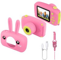 Детский аккумуляторный фотоаппарат DVR Baby Camera XL-500R зайчик, Детская цифровая камера 7688 600mAh, Цифровой фотоаппарат для детей Розовый