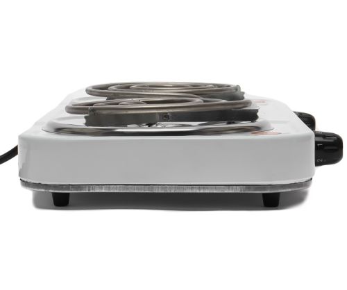 Настільна електроплита Domotec MS-5802 1000W на 2 конфорки спіраль, двоконфорочна електрична плита 1000Вт з термостатом на 5 положень Біла