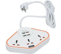 Універсальний мережевий фільтр подовжувач Anti-Static Socket Remax BKL-07 на 3 розетки 4 USB 3.4 A, електричний трійник з запобіжником PS07 Білий