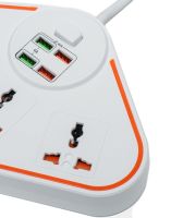 Універсальний мережевий фільтр подовжувач Anti-Static Socket Remax BKL-07 на 3 розетки 4 USB 3.4 A, електричний трійник з запобіжником PS07 Білий