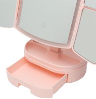 Настільне потрійне дзеркало Led Lighted WX-810 з підсвічуванням і органайзером для зберігання косметики, косметичне акумуляторне дзеркало зі збільшенням