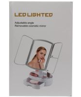 Настільне потрійне дзеркало Led Lighted WX-810 з підсвічуванням і органайзером для зберігання косметики, косметичне акумуляторне дзеркало зі збільшенням