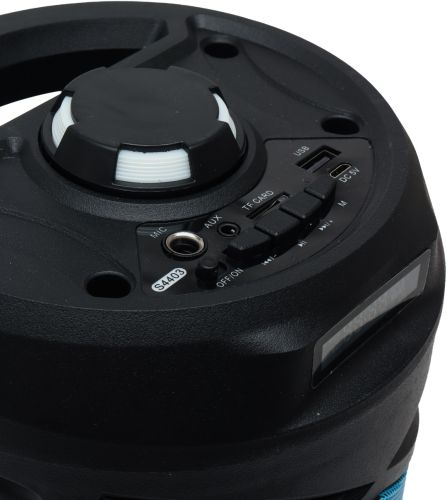 Бездротова Bluetooth колонка динамік SoonBox S4403 з LED підсвічуванням 10W і мікрофоном, акумуляторна блютуз акустика караоке USB SD FM AUX Чорна