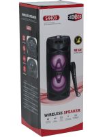 Бездротова Bluetooth колонка динамік SoonBox S4403 з LED підсвічуванням 10W і мікрофоном, акумуляторна блютуз акустика караоке USB SD FM AUX Чорна