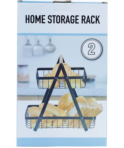 Металева двоярусна корзина підставка Fruit Storage Rack Z12-B21 для зберігання фруктів і овочів, настільна етажерка Фруктовниця на 2 яруси