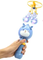 Літаючий генератор мильних бульбашок на запуску Bubble Toy з літаючим пропелером, дитяча іграшка вертушка пускає мильні бульбашки 80мл для дітей