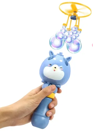 Літаючий генератор мильних бульбашок на запуску Bubble Toy з літаючим пропелером, дитяча іграшка вертушка пускає мильні бульбашки 80мл для дітей