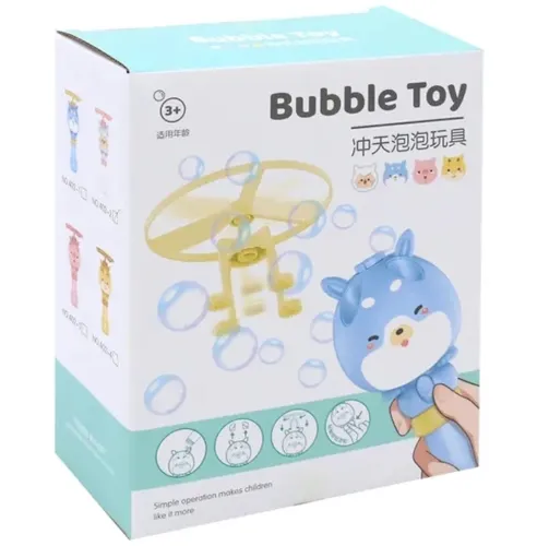 Літаючий генератор мильних бульбашок на запуску Bubble Toy з літаючим пропелером, дитяча іграшка вертушка пускає мильні бульбашки 80мл для дітей