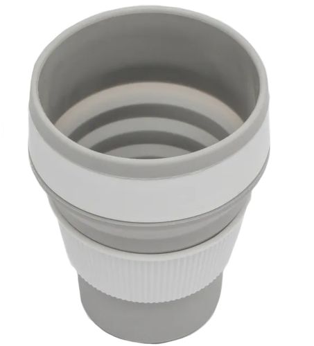 Складна силіконова термо чашка Collapsible SL - 100 350 мл, силіконовий складаний стакан трансформер з кришкою Silicon Magic Cup з пластиковим обідком