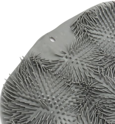 Силиконовый массажный коврик Чистюля щетка Shower Foot Scrubber Mat LY-379 Grey для спины и ног на присосках, Настенная нескользящая мочалка для душа Серая