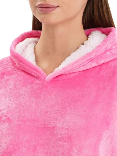 Толстовка-плед з капюшоном Huggle Hoodie Ultra Plush Blanket 2в1 унісекс оверсайз худі плюшевий плед з рукавами на флісі 74х110 см рожева