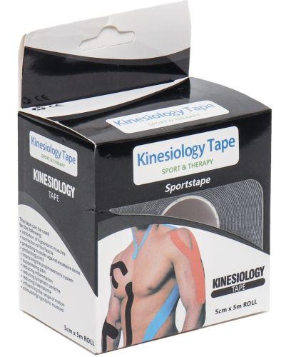 Спортивний кинезио тейп Kinesiology Sportstape & Therapy 5 см 5м водостійкий пластир, Кинезиологическая еластична стрічка для підтримки м'язів Чорний