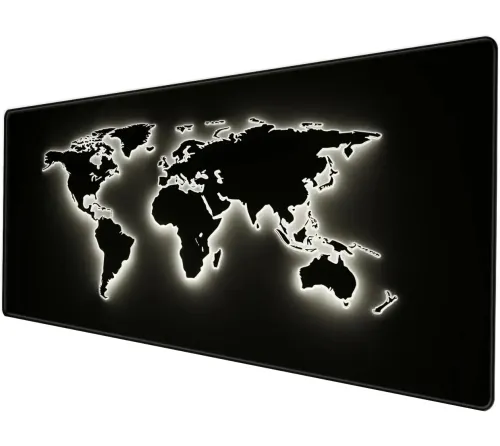 Игровой компьютерный коврик Светящаяся Карта Мира HP227 80x30 см для клавиатуры и мышки, Игровая поверхность для мыши