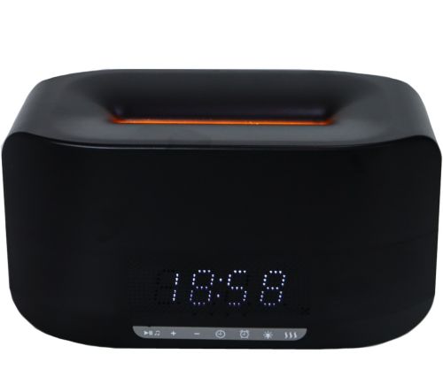 Ультразвуковий зволожувач повітря RGB Flame Aroma Humidifier H115A з ефектом полум'я Bluetooth колонка з LED годинами Аромадифузор нічник з пультом