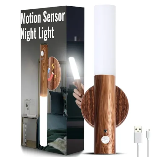 Настінний акумуляторний LED світильник нічник Motion Sensor Night Light W-52 ліхтар з датчиком руху на стіну на магнітному тримачі Коричневий