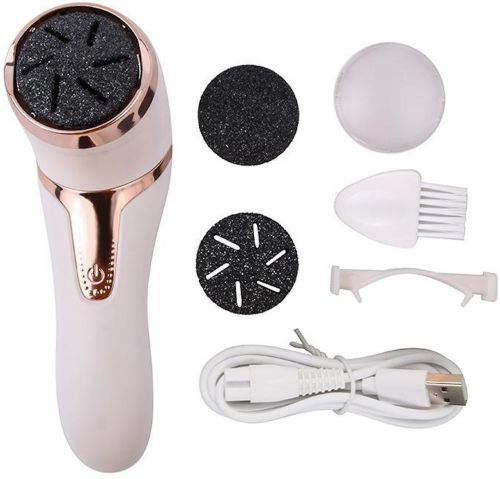 Беспроводная пемза Callus Remover Y2023-1 для чистки пяток и удаления мозолей, Шлифовальная пилка с 2 насадками для удаления грубой кожи Белая