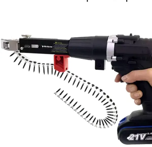 Автоматичний стрічковий адаптер Drillbit DCF6201 для подачі саморізів цвяхів на шуруповерт дриль, Насадка з ланцюговими цвяхами по 50 шт Чорний