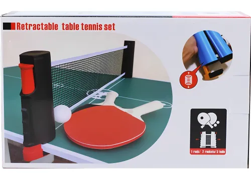 Набір для настільного тенісу Ping Pong Set XJ5902: комплект ракеток із висувною сіткою довжиною до 170 см, 6 м’ячів у чохлі для гри в пінг-понг, настільний теніс