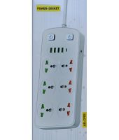 Мережевий фільтр Power Socket AR-CP05 2500W на 6 розеток 4 USB 1 Type-C 2 м подовжувач переноска з вимикачем для підключення приладів до мережі Білий