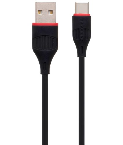 Кабель для зарядного пристрою Borofone BX17 USB Type-C 3A 1м для заряджання та передавання даних телефона, зарядка шнур 100 см для смартфона Чорна