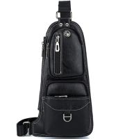 Мужская сумка рюкзак через плечо Jeep Bags 777 38х18 см нагрудная сумка бананка на грудь с отверстием для наушников из искусственной кожи Черная
