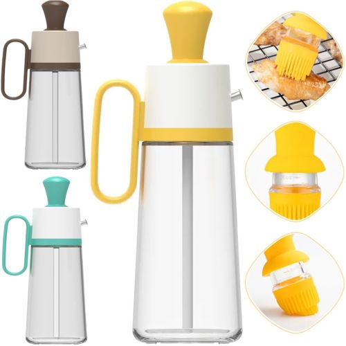 Кухонний дозатор для масла з пензликом Oil Dispenser 2 в 1 скляна пляшка для рідин багатофункціональний диспенсер для рідких продуктів 550 мл
