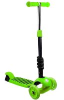Триколісний дитячий самокат беговел Scooter FYS-2864 Green 5 в 1 зі складним сидінням, батьківською ручкою та колесами, що світяться, для дітей Зелений