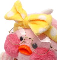 М'яка іграшка Huada Toys качечка в окулярах lalafanfan 35 см, плюшева качка в одязі Cafe mimi duck Лалафанфан рожева