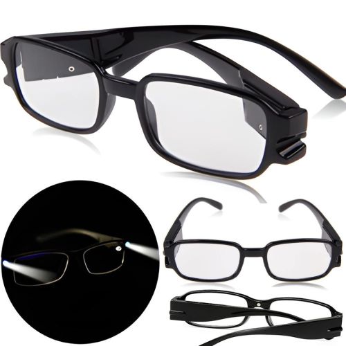 Увеличительные светодиодные Очки Для Чтения Multi Strength Reading Glasses с двойной подсветкой, Универсальные очки с фонариком Черные