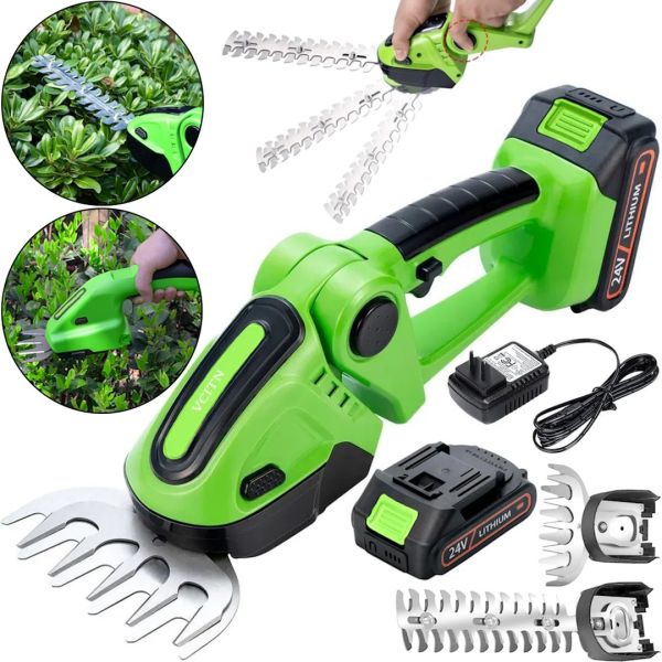 Акумуляторні садові ножиці Garden Cutter Vcitn 2 в 1 ручний тример кущоріз для стрижки газонів, чагарників і трави з двома насадками 24V