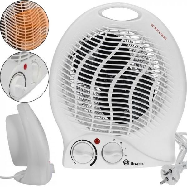 Електричний тепловентилятор Domotec MS-5902 2000W дуйка 3 режими з ручкою, підлоговий обігрівач Домотек MS5902 2000 Вт на 22 кв. м. Білий