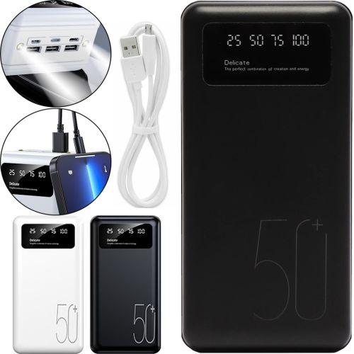 Зарядний пристрій УМБ Power Bank Viaking 50000 mAh smart-quality N7 3USB з ліхтариком , Портативна батарея повербанк зовнішній акумулятор YM-500