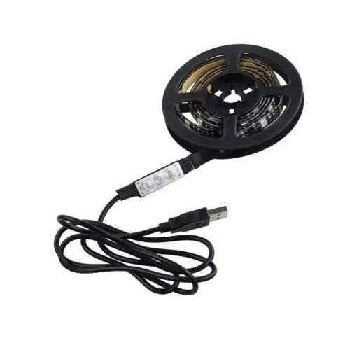 Универсальная светодиодная лента SMD 5050-RGB для подсветки телевизора 2м Разноцветная, Неоновая LED подсветка с пультом от USB повербанка