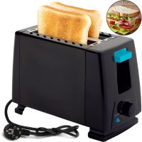 Електричний тостер Bitek BT-263 Black 1000W кухонний горизонтальний електротостер на 2 тости для хліба зі знімним піддоном 2 Slice TOASTER Чорний