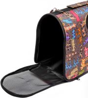 Складная переноска для домашних животных For Friends S раскладная сумка для переноски кошек и собак с вентиляцией и ремнем на плече 36х22х16 см