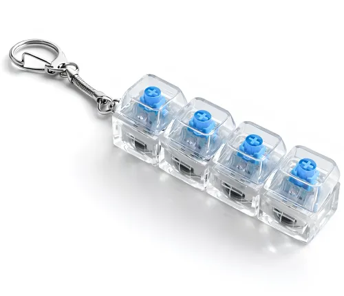 Брелок-антистрес у формі кейкап Switch Keychain SK-04 — прозора іграшка-клікер із 4 механічними клавішами, карабіном для ключів та RGB-підсвічуванням Jedel