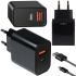 Сетевое зарядное устройство Fast Charge USB Type-C UKC PD-889 Black блок питания на 2 порта, адаптер зарядка для телефона смартфона Android Черный