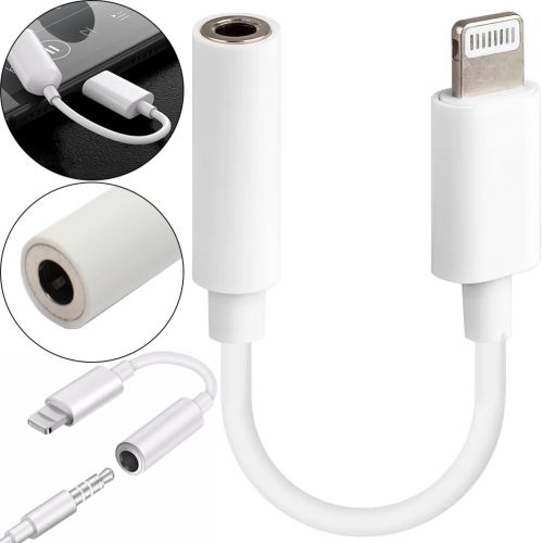 Універсальний кабель аудіо перехідник для навушників Lightning на 3.5 mm Aux Headphone Adapter J-002, Адаптер USB-C для телефону IPhone Білий