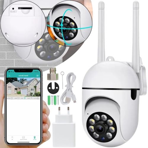 Вулична бездротова 360 IP камера відеоспостереження XY-3120SZ 2MP, поворотна зовнішня Wi-Fi камера з ІЧ-підсвічуванням і датчиком руху XY-3120 Біла