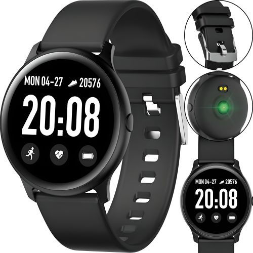 Наручний Смарт годинник Smart Watch Kw19 Black 44mm C вимірюванням тиску і фітнес трекером розумні Bluetooth годинник з пульсометром IP67 чорні